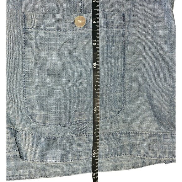 Alfred Dunner Womens Petite Small Blue Chambray Jacket w/Pockets & 3/4 Sleeves - Picture 6 of 13